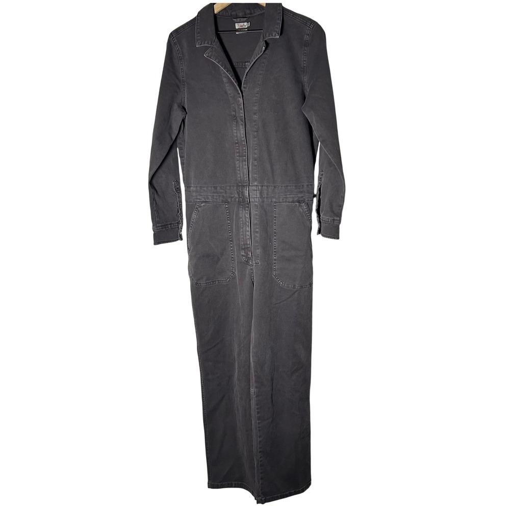 Faherty Jumpsuit Womens M Gray Organic Cotton Utility Boiler Suit Long Sleeve